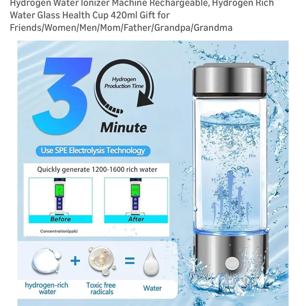 Portable Hydrogen Water Generator with USB Charging - Silver